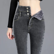 Jeans Thermiques Hiver Polaire Épaisse Taille Haute – Confort et Style pour l'Hiver
