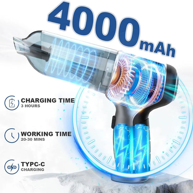 Aspirateur Portable Sans Fil - Nettoyeur Puissant et Polyvalent pour Voiture et Maison