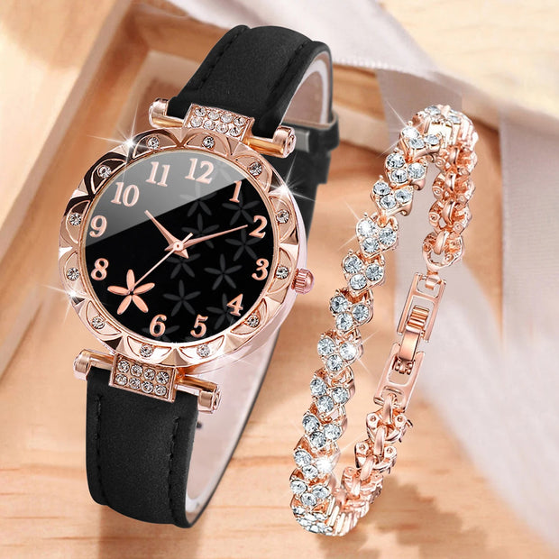 Montre Femme en Cuir avec Bracelet - Élégance Décontractée